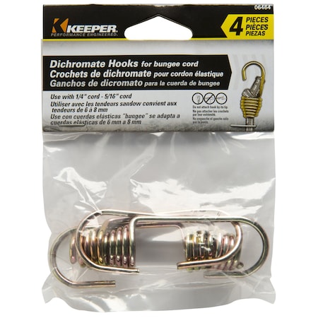 KEEPER Gold Bungee Cord Hooks 1/4 in. L X 5/16 in. , 4PK 06464